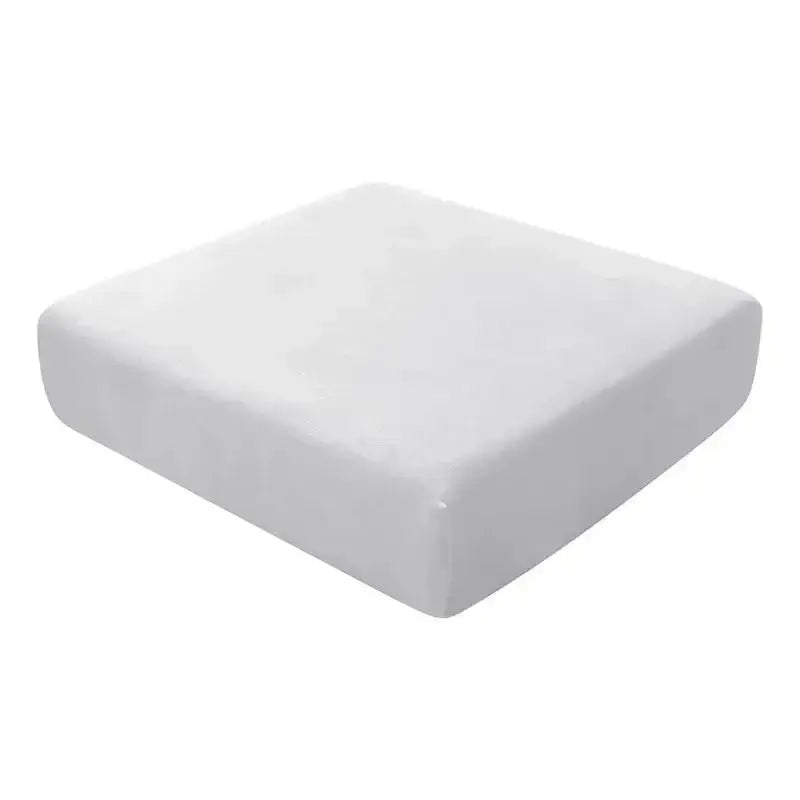 White soft-textured square cushion paired with a plush orange velvet elastic sofa cushion cover for living room protection