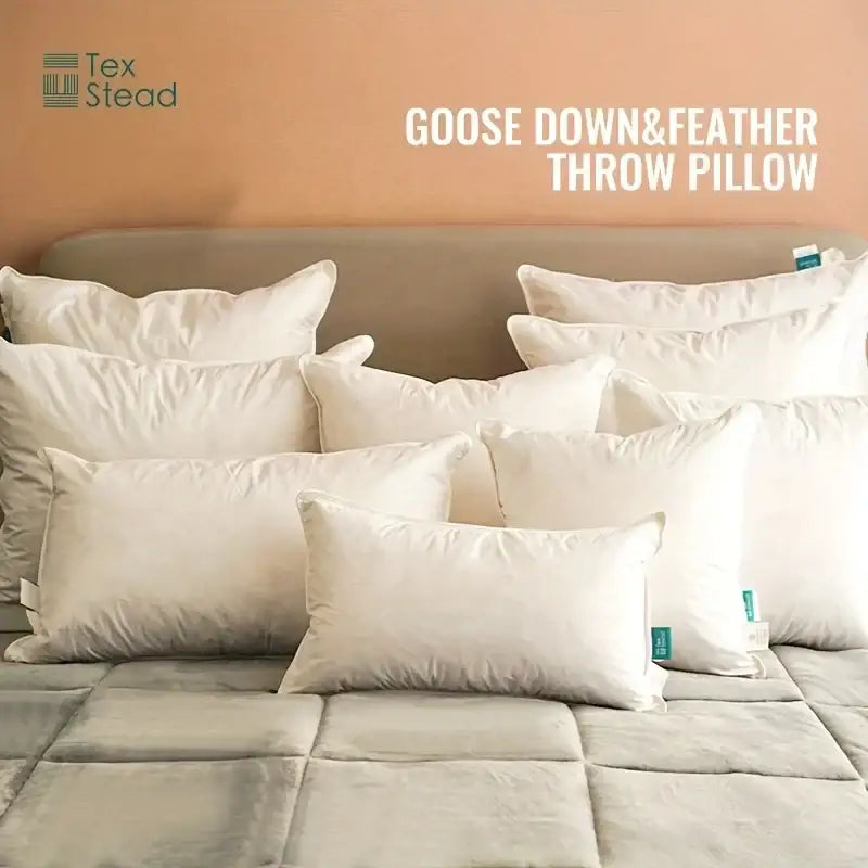 White goose down and feather insert pillow with soft plush texture for bedroom and living room decorbites goose feather use