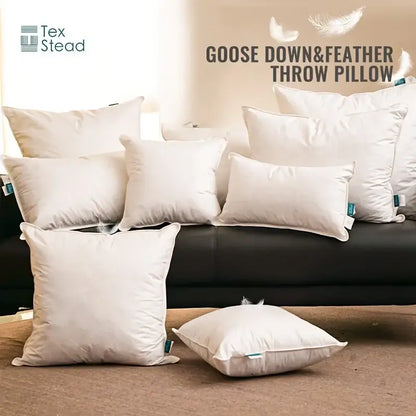 White goose down and feather throw pillow with plush texture for bedroom and living room decorbites goose feather insert