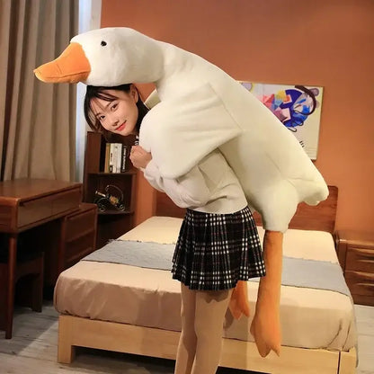 Plush white goose sleep body pillow with orange beak designed as a soft goose sleep body decorbites gift for bedroom