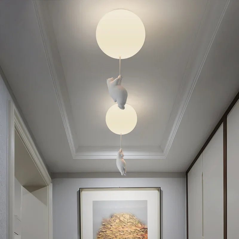 Polar Bear Resin Pendant Light for Kids Spaces - Decorbites
