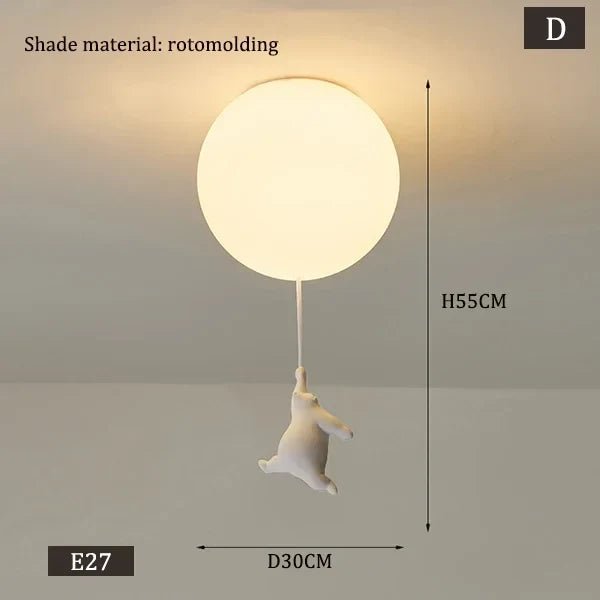 Polar Bear Resin Pendant Light for Kids Spaces - Decorbites
