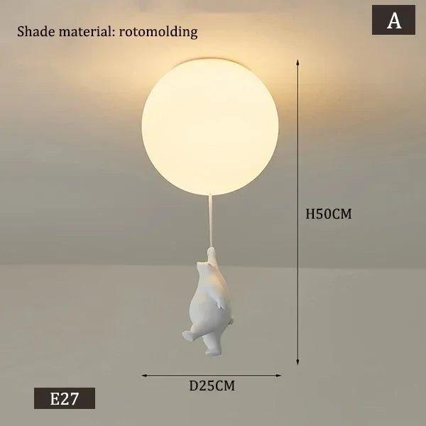 Polar Bear Resin Pendant Light for Kids Spaces - Decorbites