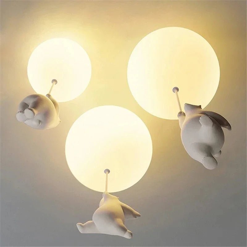 Polar Bear Resin Pendant Light for Kids Spaces - Decorbites
