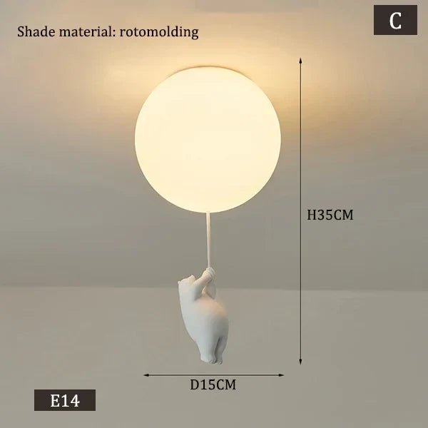 Polar Bear Resin Pendant Light for Kids Spaces - Decorbites
