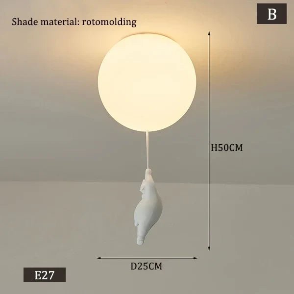 Polar Bear Resin Pendant Light for Kids Spaces - Decorbites
