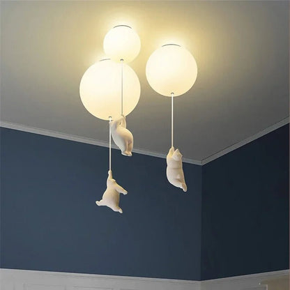 Polar Bear Resin Pendant Light for Kids Spaces - Decorbites
