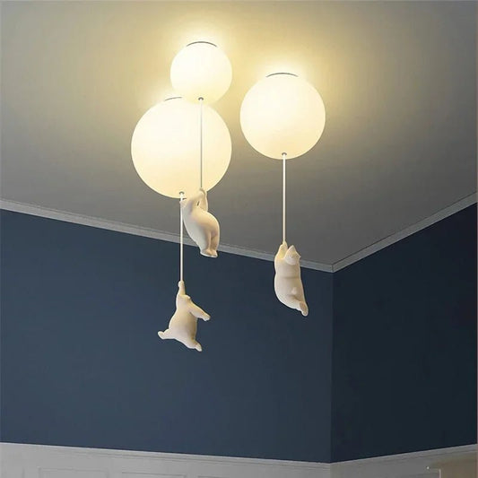 Polar Bear Resin Pendant Light for Kids Spaces - Decorbites
