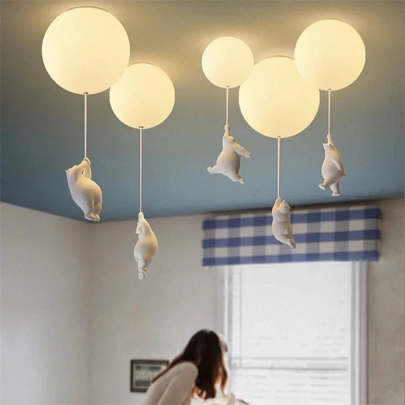 Polar Bear Resin Pendant Light for Kids Spaces - Decorbites
