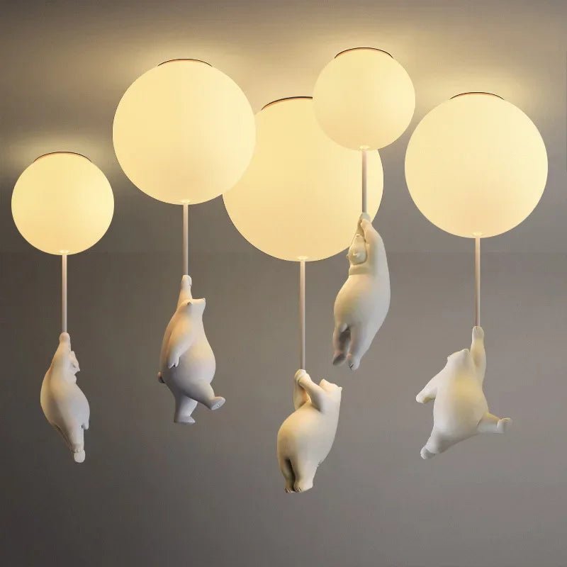 Polar Bear Resin Pendant Light for Kids Spaces - Decorbites