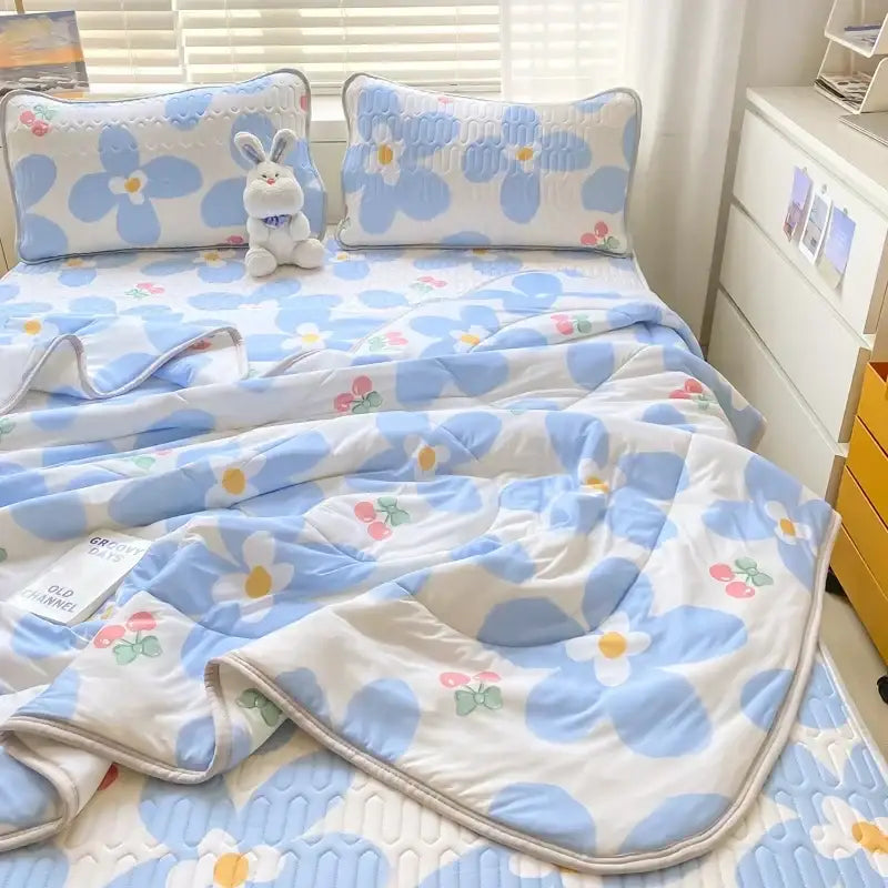 Blue and white floral patterned comforter set with embroidered details from polka dot smile white and red cool comforter set