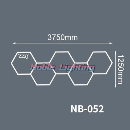 Noble lighting nb-052 hexagonal led light fixture with white outlined geometric design for garage workshop decor