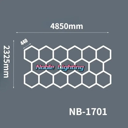 White hexagonal grid panel for noble lighting model nb-1701 polygonal snowflake geometric led lights decorbites geometric led