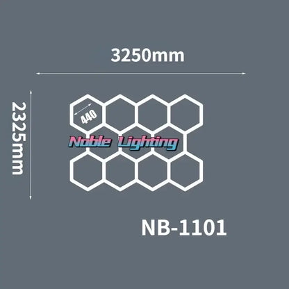 White hexagonal polygonal snowflake geometric led lights by noble lighting nb-1101 for garage workshop decorbites decor