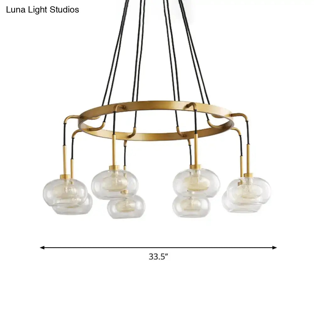 Decorbites post-modern island chandelier with clear glass globe shades gold finish and black cords for modern lighting