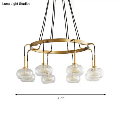 Decorbites post-modern island chandelier with clear glass globe shades gold finish and black cords for modern lighting