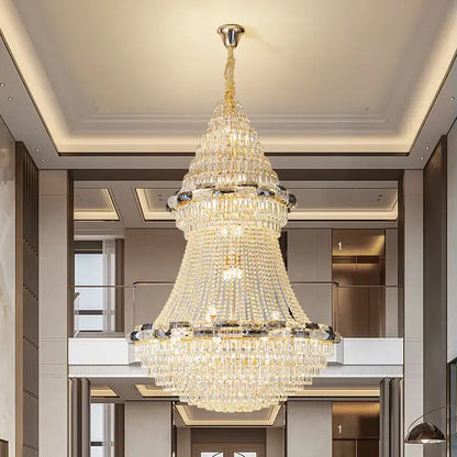 Post-modern luxury crystal chandelier with gold metal frame and clear crystals for living room decorbites light luxury