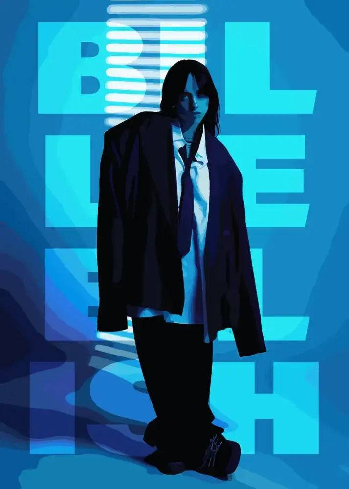 Stylized illustration on decorbites b-billies series poster canvas art print featuring person in black blazer and white shirt