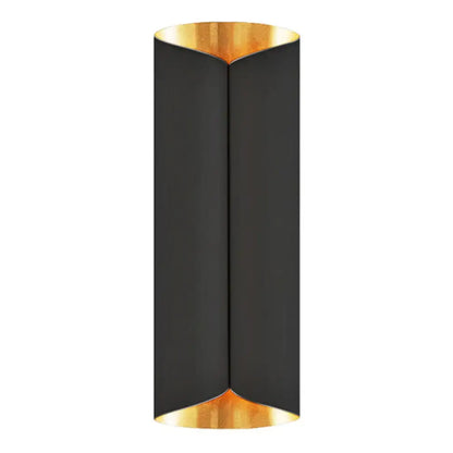 Postmodern black and gold cylindrical metal wall lamp with sleek modern design ideal for stairwell sconce lighting