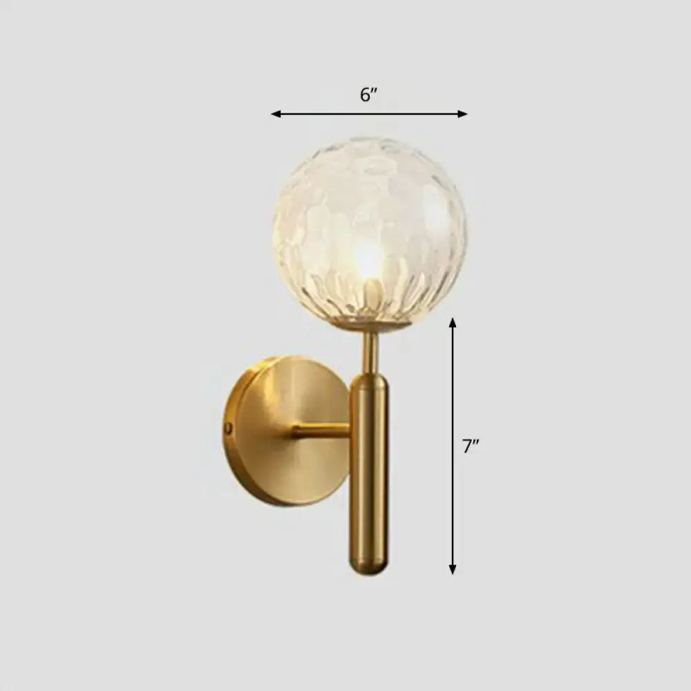 Postmodern gold black wall sconce with faceted translucent glass globe for bedroom lighting 110v-120v
