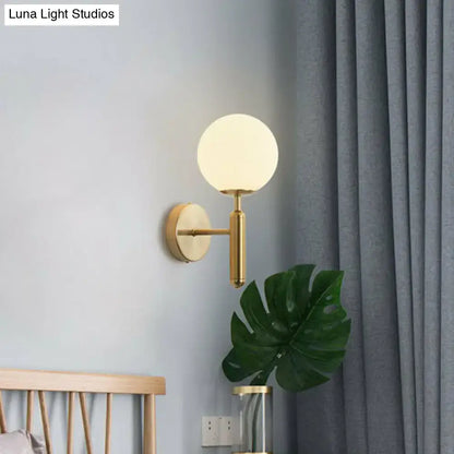 Postmodern gold black wall sconce with frosted glass globe for bedroom use 110v-120v lighting fixture