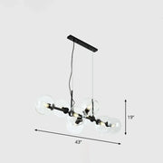 Postmodern black metal 8 head chandelier with clear smoke grey glass globe shades for dining room lighting