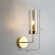 Postmodern brass finish wall lamp with a gold-toned curved arm and smoked glass shade for e12 e14 bulbs