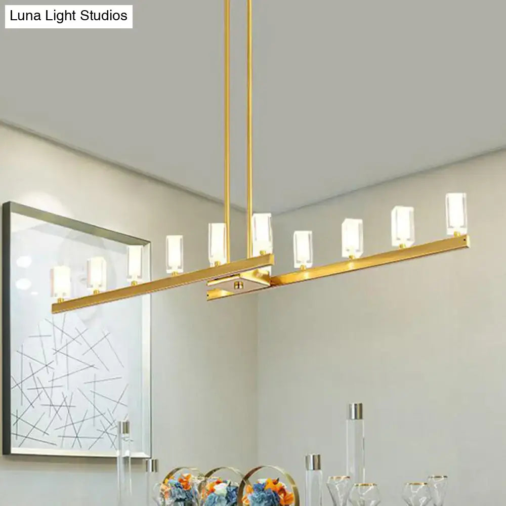 Postmodern brass linear led pendant light with gold-toned sleek glass shades for dining room 220v-240v 110v-120v use
