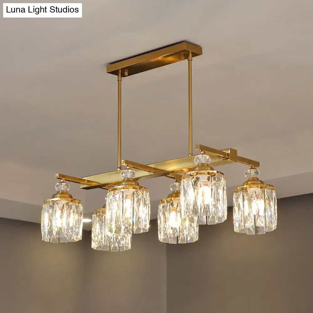 Gold-toned decorbites postmodern crystal gold island lamp with geometric design and beveled glass shades light fixture
