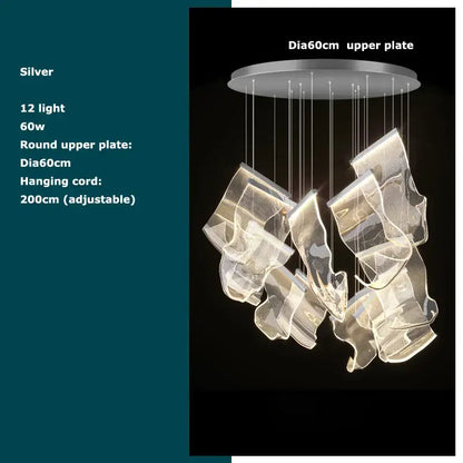 Silver modern decorbites golden love paper chandelier with 12 LED lights and circular mesh shades for foyer lighting