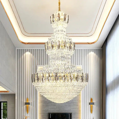 Postmodern gold and silver luxury crystal chandelier with cascading glass elements for luxury light crystal decorbites light luxury