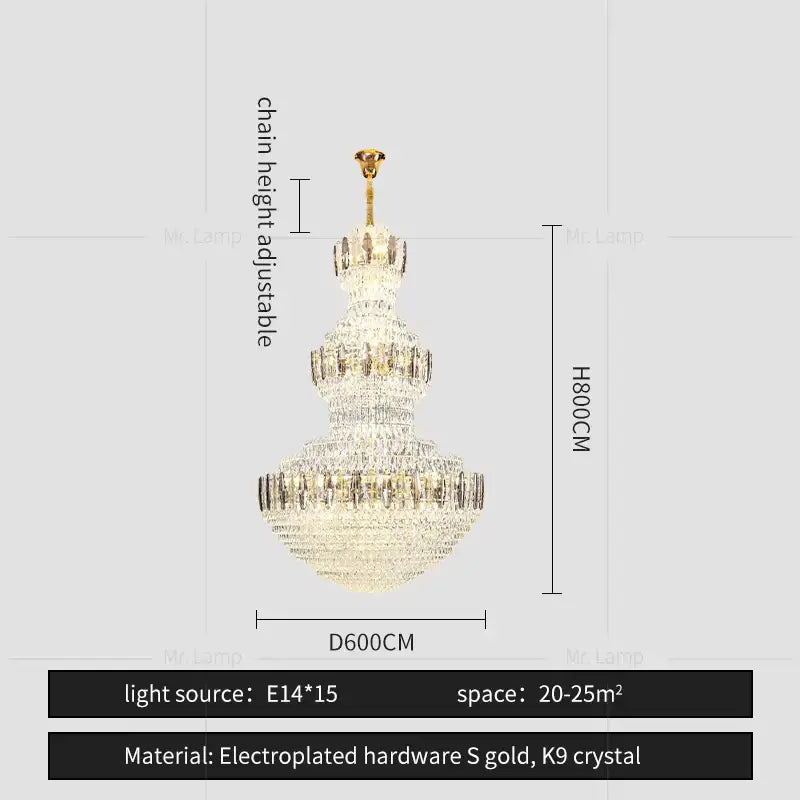 Postmodern gold and silver luxury crystal chandelier with tiered k9 crystals for elegant dining room decorbites light luxury