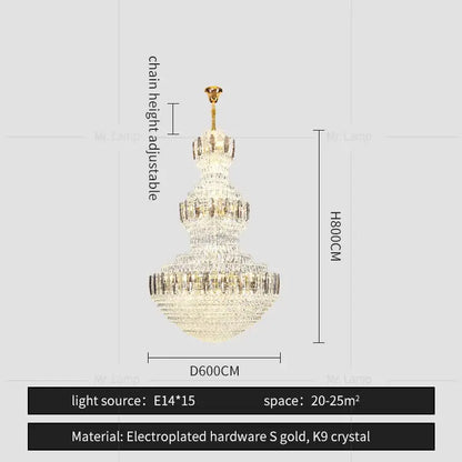 Postmodern gold and silver luxury crystal chandelier with tiered k9 crystals for elegant dining room decorbites light luxury