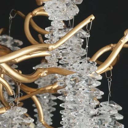 Postmodern gold decorbites crystal chandelier with cascading clear crystal droplets for dining room lighting