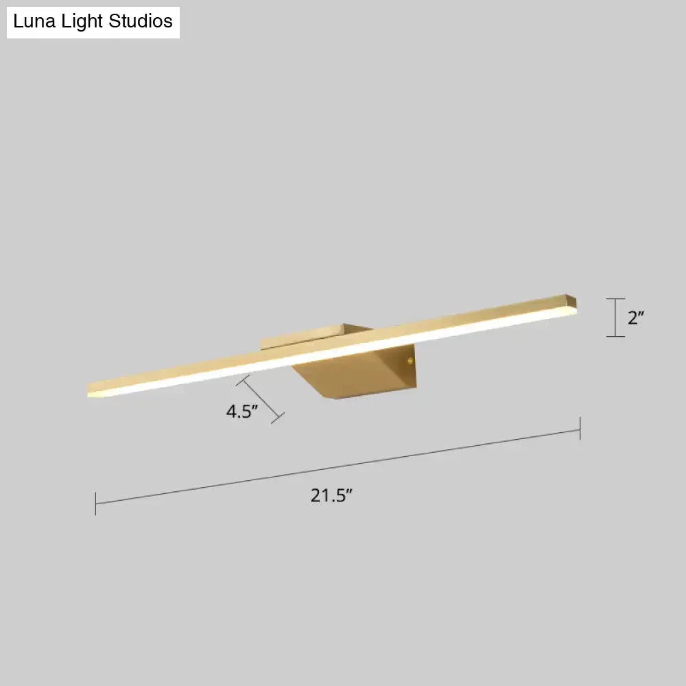 Modern gold finished wall light acrylic bath wall led sconce with sleek rectangular design and integrated lighting