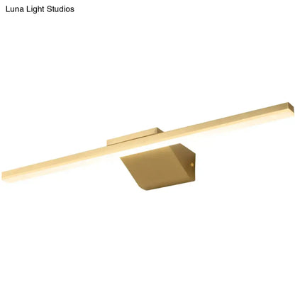 Postmodern gold led sconce acrylic bath wall light with sleek minimalist rectangular light bar for bathroom fixture