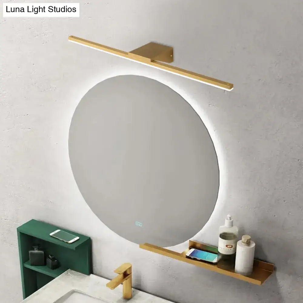 Postmodern gold led sconce acrylic bath wall light fixture mounted above a circular mirror for bathroom use