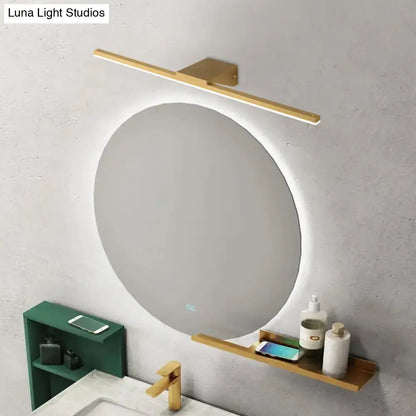 Postmodern gold led sconce acrylic bath wall light fixture mounted above a circular mirror for bathroom use