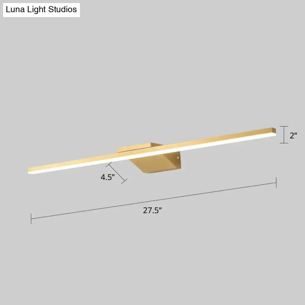 Modern gold finish led sconce acrylic bath wall light with sleek rectangular design and minimalist mounting bracket