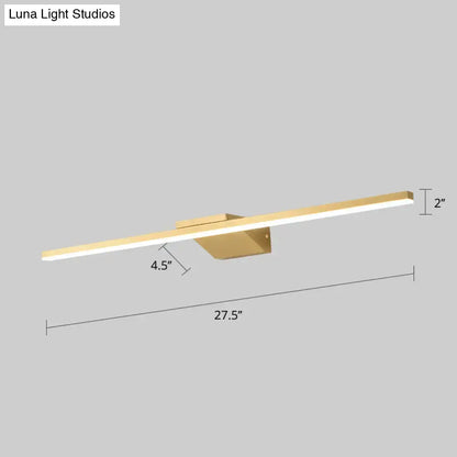 Modern gold finish led sconce acrylic bath wall light with sleek rectangular design and minimalist mounting bracket