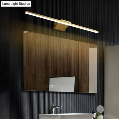 Modern gold led sconce acrylic bath wall light with sleek rectangular design and minimalist mounting bracket