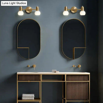 Postmodern gold swivel dome milk glass vanity light with frosted glass globes for bathroom sconce lighting
