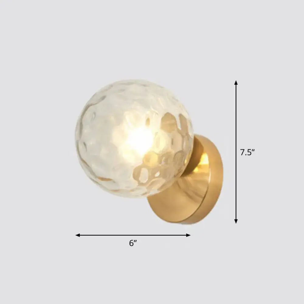 Postmodern gold ball wall sconce with textured translucent glass globe for elegant stairway wall lighting