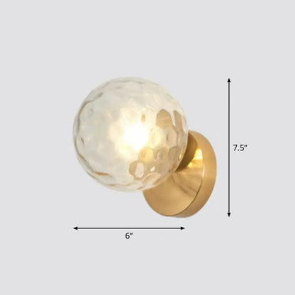 Postmodern gold ball wall sconce with textured translucent glass globe for elegant stairway wall lighting