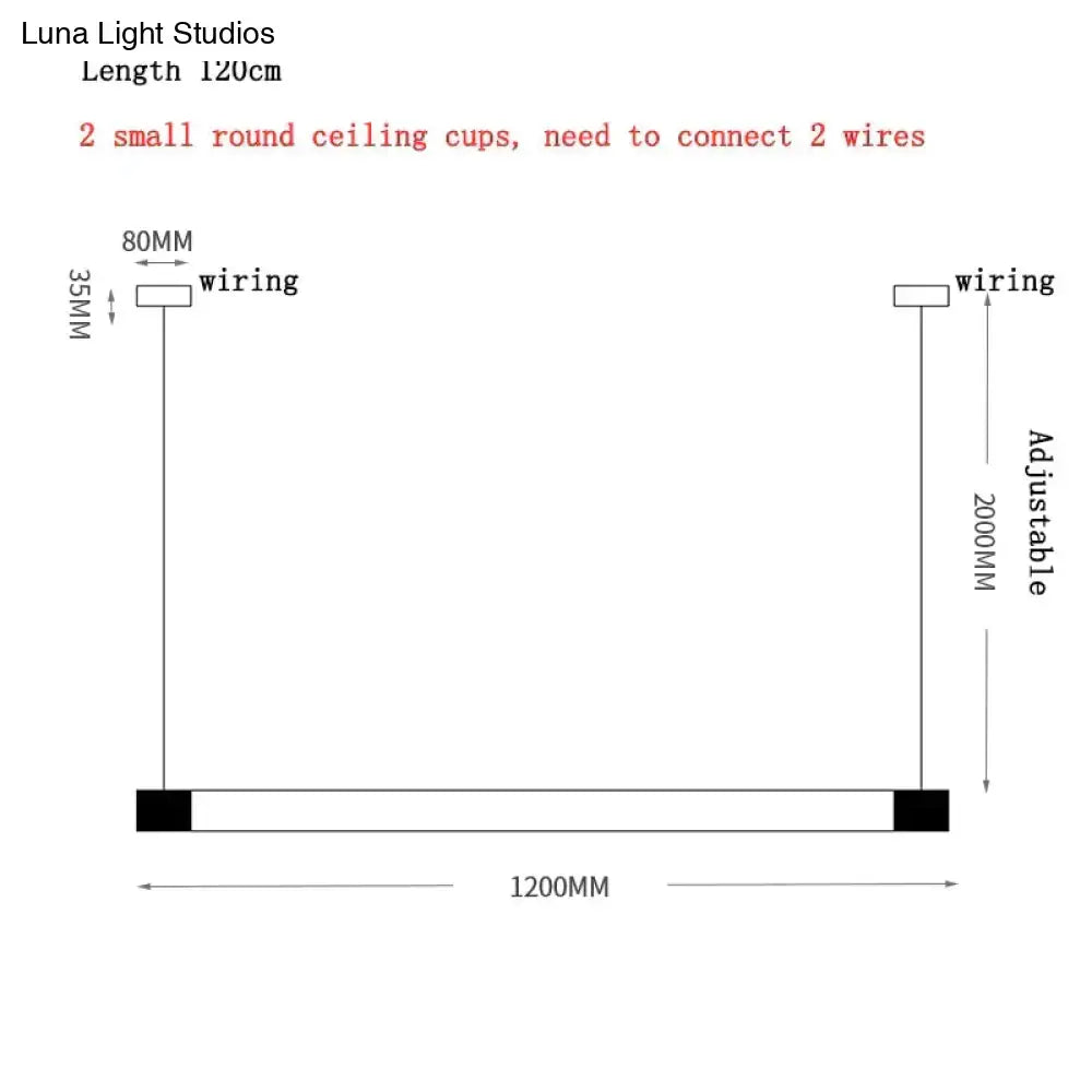 120cm long adjustable led light bar with two round ceiling cups for wire connection in postmodern lights luxury chandelier