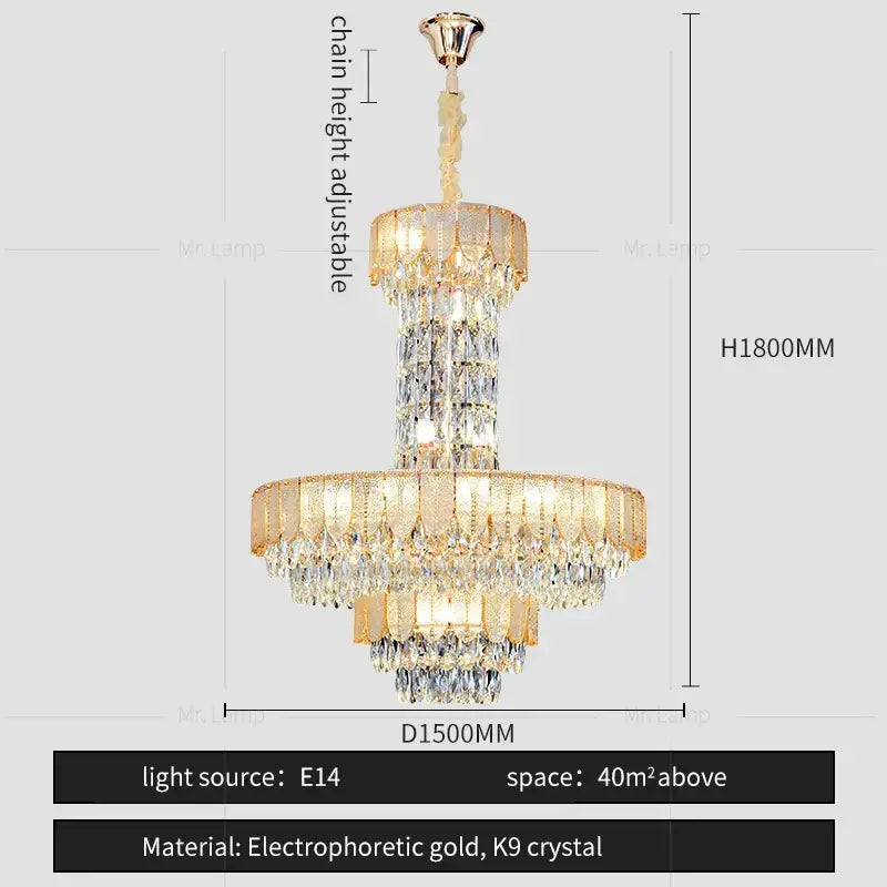 Postmodern multi-layer black crystal chandelier with cascading clear k9 crystals and gold accents for elegant spaces decorbites crystal chandelier