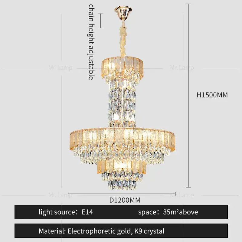 Postmodern multi-layer black crystal chandelier with gold electrophoretic frame and k9 crystals on adjustable chain decorbites crystal chandelier