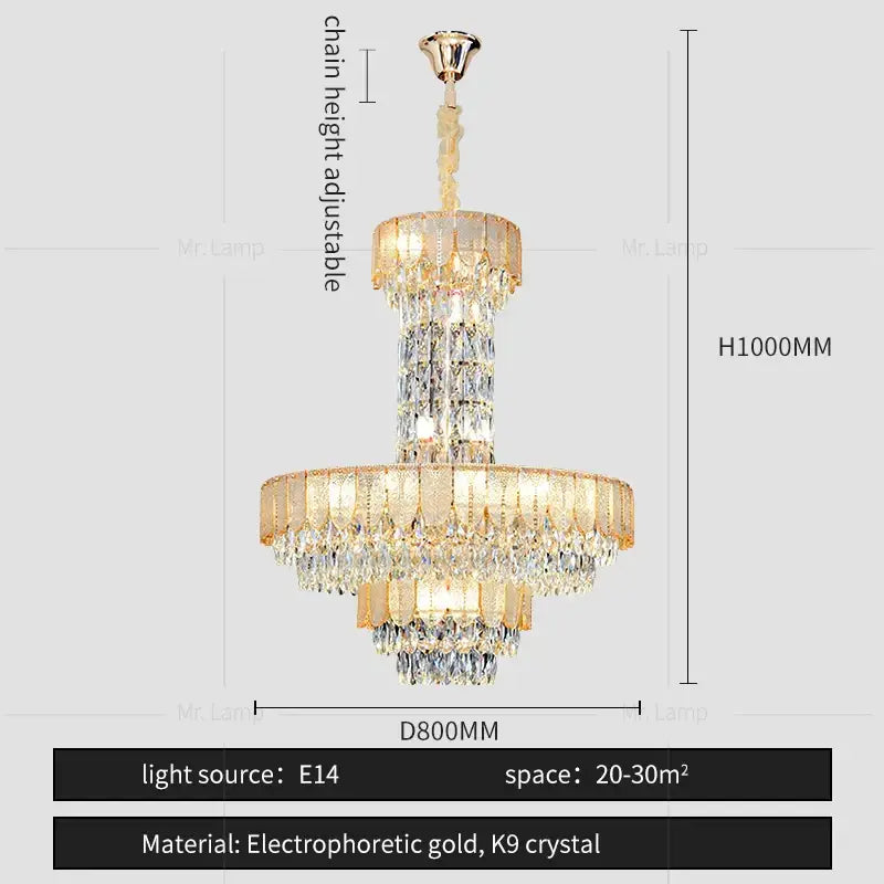 Postmodern black gold electrophoretic decorbites crystal chandelier with multi-layer k9 crystal tiers for living room decor