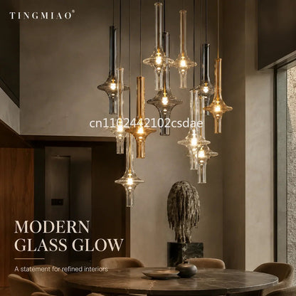 Postmodern Nordic Glass Pendant Light in White or Gray - Decorbites