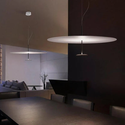 Postmodern Saucer Metal Pendant Light in White or Black - Decorbites